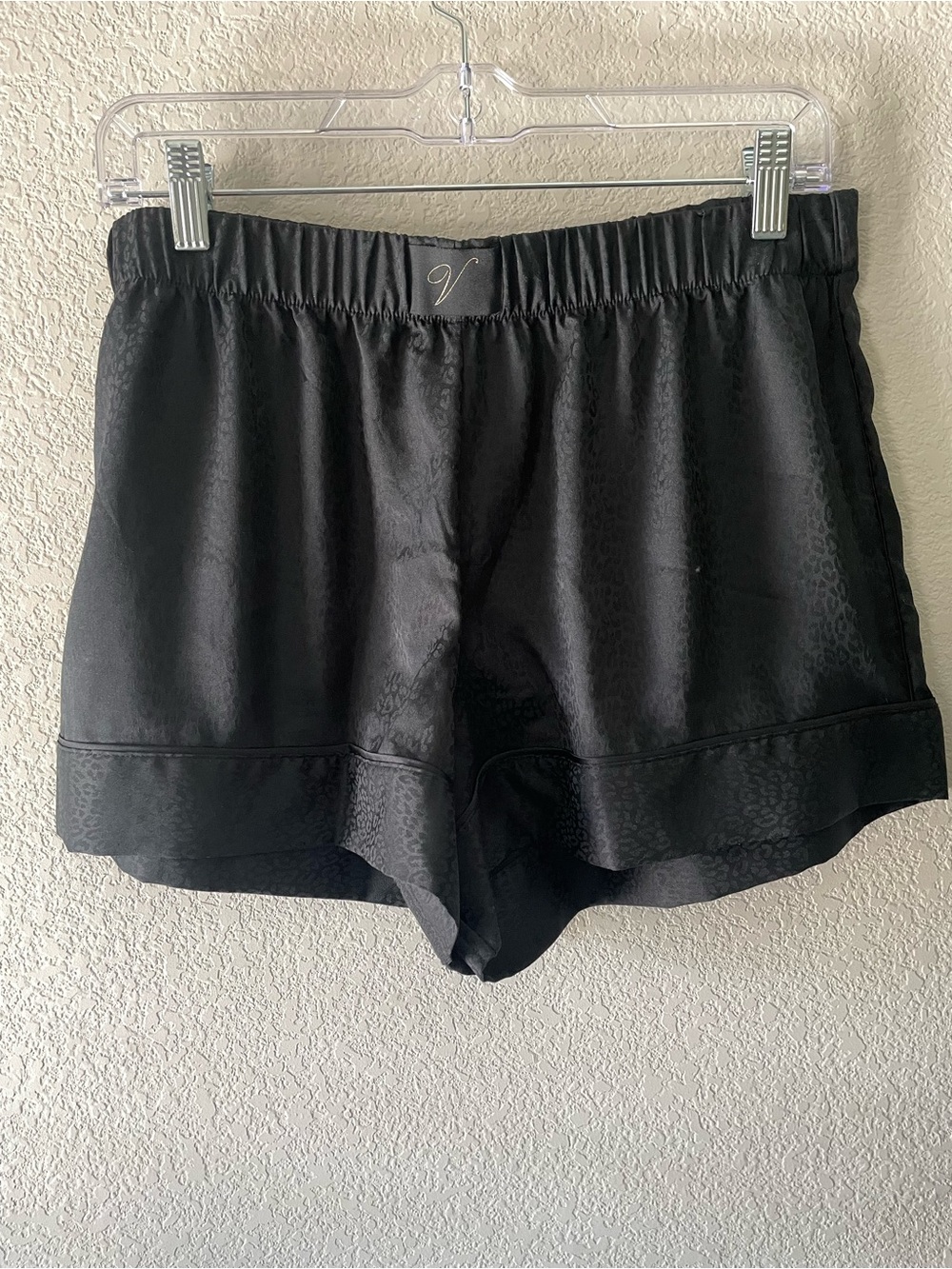 Victoria's Secret Black Satin High-Waist Lounge Shorts NWT